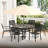 Outdoor Round Patio Dining Table For 6-7/ All Weather Metal Dining Table With Umbrella Hole For Deck Lawn Garden Backyard
