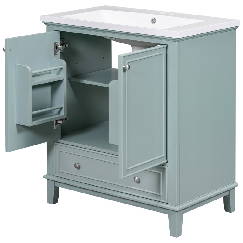 Lavabo de meuble-lavabo 30 po - Armoire moderne avec portes et tiroir en bois massif