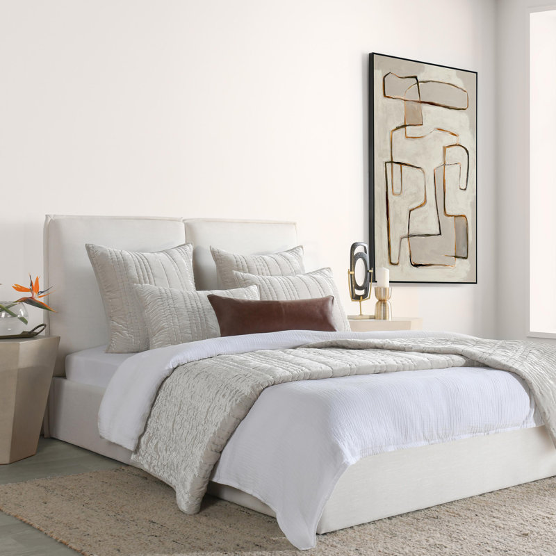 Seville 4-Piece Velvet Fabric Quilt Set, Oyster Gray
