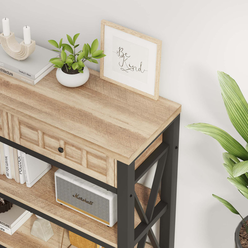Console 54,72 po Guinna Pandolfo, Noir, Chêne rustique