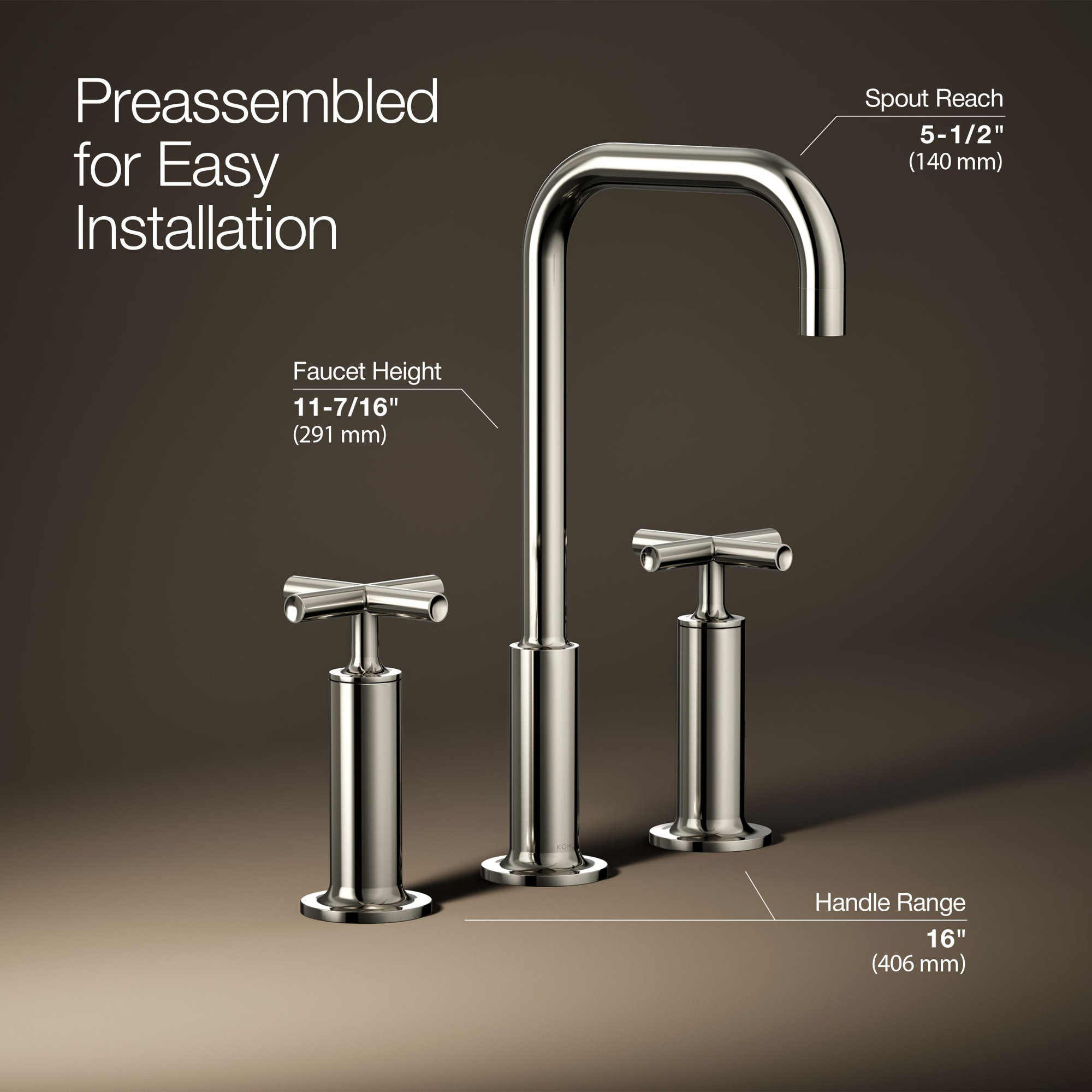Purist Widespread Bathroom Sink Faucet with High Cross Handles and High Gooseneck Spout, Vibrant Polished Nickel
