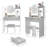 17" Round LED Mirror Vanity Table + Soft Cushion Stool Suit, Large Mirror, Touch Switch, 3 Colors, Adjustable Brightness, Large Desktop, Multi-Layer High Capacity Storage, Suitable For Small Space-1862273923