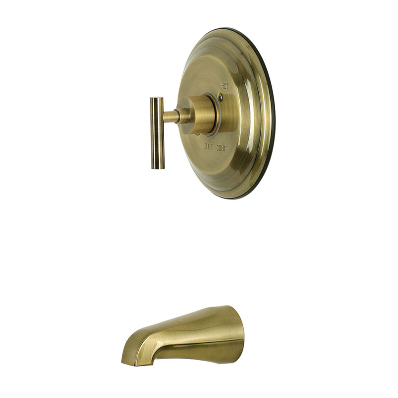 Robinet de baignoire à pression équilibrée Kingston Brass Manhattan à poignée unique, Antique Brass