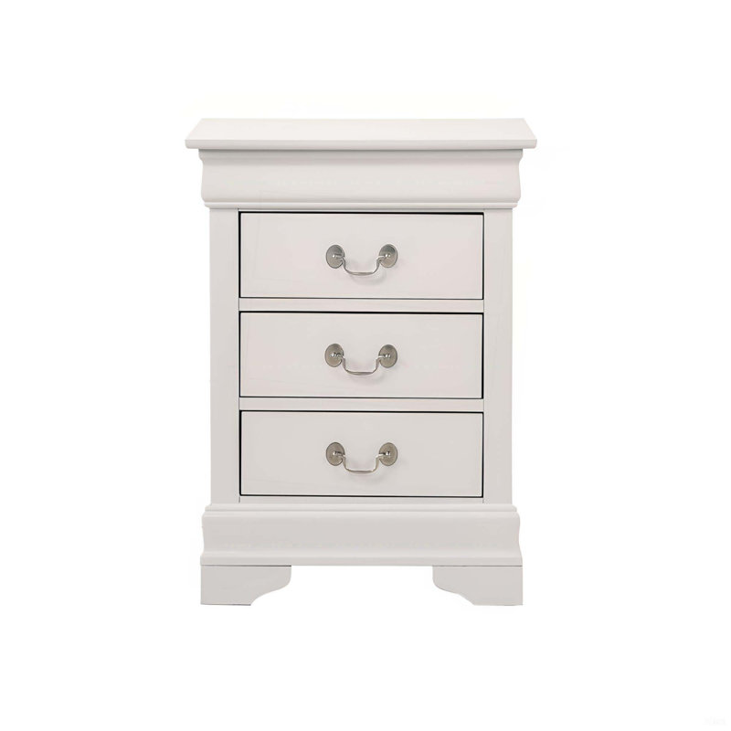 Table de chevet traditionnelle avec tiroirs, Blanc
