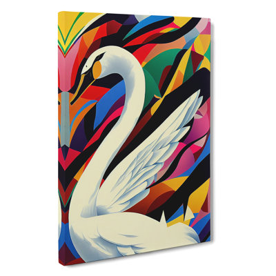Geometric Swan No.1 Abstract - Wrapped Canvas
