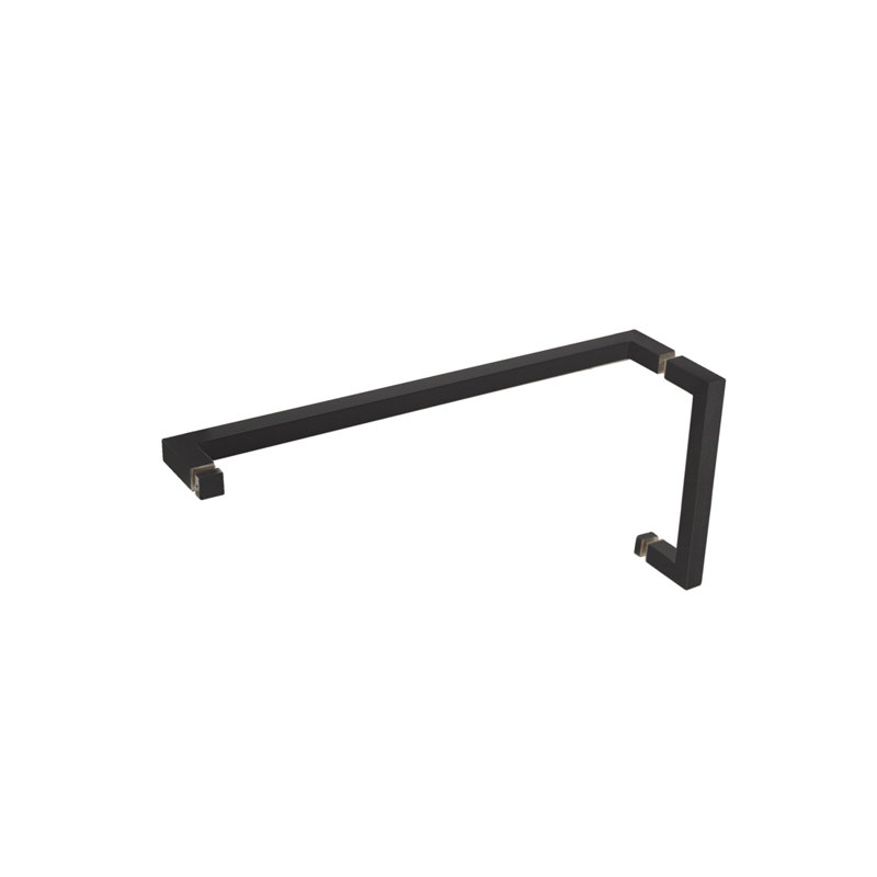 FHC PHSQ8X240RB Brass Square Pull And Towel Bar Combo, 8" Pull Handle Center to Center, Oil Rubbed Bronze Finish