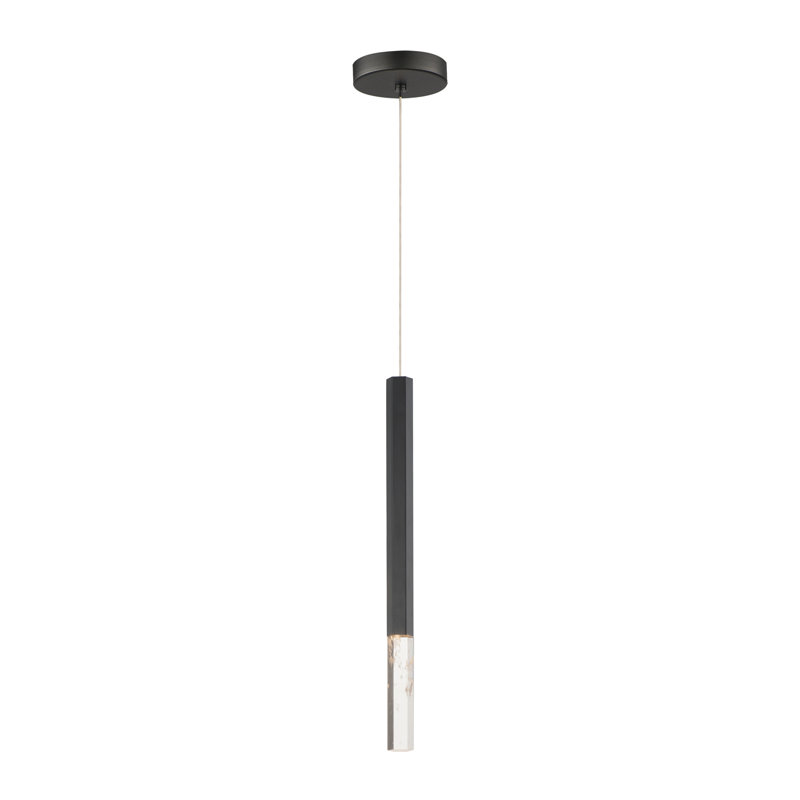Filmon 1 - Light Gold LED Single Pendant, Black, 19.75" H x 1.5: W x 1.5" D