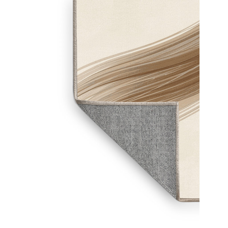 Tapis minimaliste beige lavable à la machine - reliure beige, 4x6