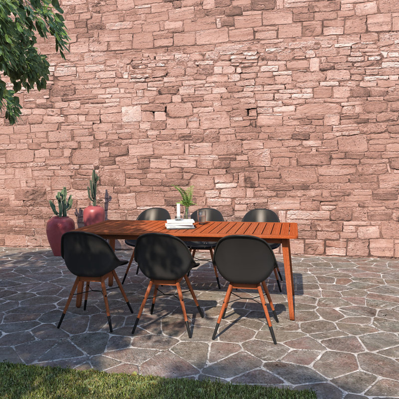 Rectangle 85'' Long Eucalyptus Dining Set, Table, 6 Chairs