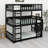 Triple Wood Bunk Bed, With Ladders, Guardrails Detachable Bunk Bed-605990511