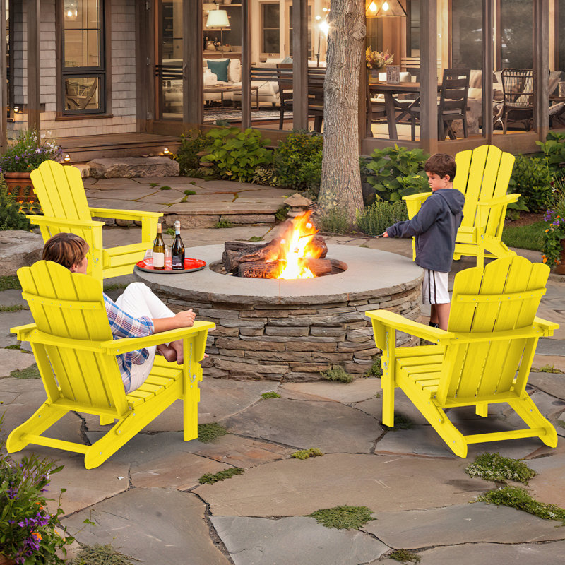 Wolak Foldable Outdoor Adirondack Chair, Yellow