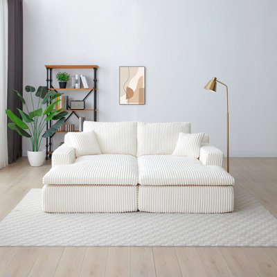 Oversized Sectional Double Lounge Chaise With Cloud Plush Sofa Bed, Fluffy Modern Sleeper Loveseat Chair For Indoor Living Room Bedroom Reading