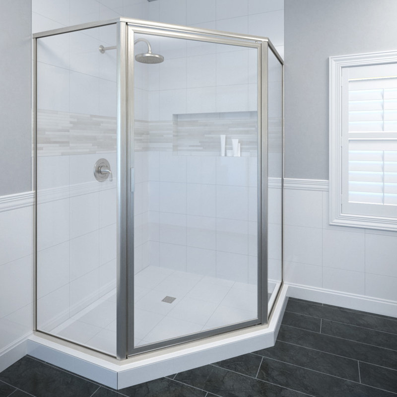 Deluxe 57.625'' W 68.625'' H Framed Neo-angle Reversible Shower Enclosure, Brushed Nickel