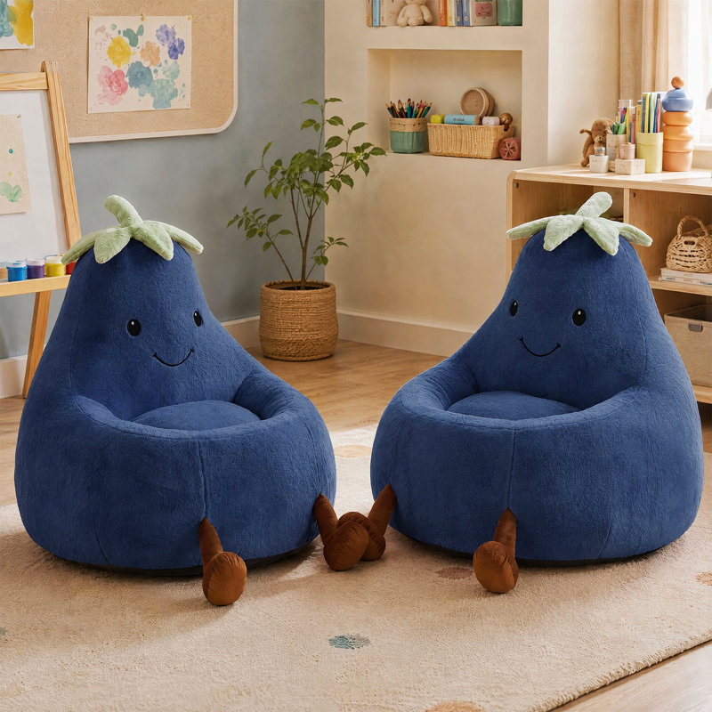 Fauteuil à billes avec aubergine Kannon, H 21,65 po x l 24,4 po x P 23,62 po, Dark Blue