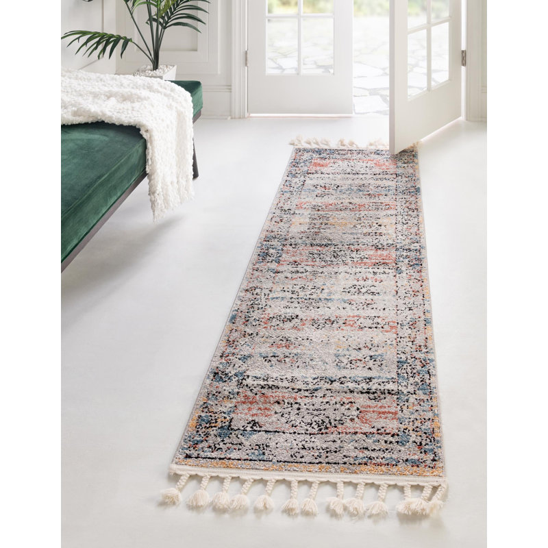 Tapis rouge / bleu / jaune Iroda, Tapis de couloir 2 pi x 8 pi