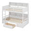 Lit superposé simple avec tiroir, lit superposé en bois avec tablettes de rangement à côté des lits supérieur et inférieur-527596584