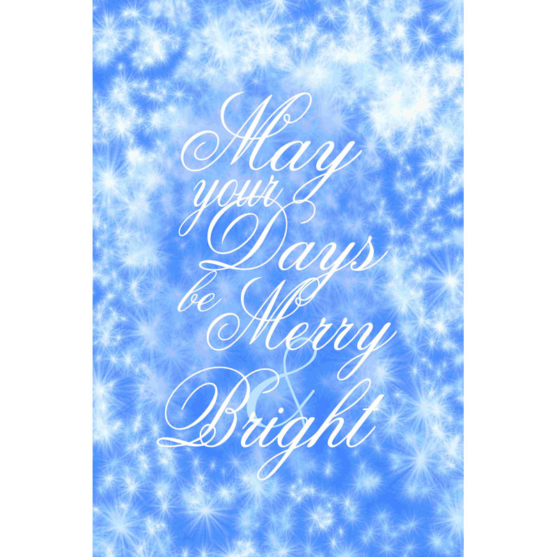 «Merry and Bright», art textuel sur toile tendue, H 18 po x l 12 po