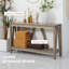 Console, table d'entrée de ferme avec tablette à lattes de rangement, canapé rustique avec anti-basculement-1714107609