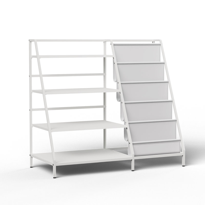 Aulika 32'' Metal Kids Bookshelf Large Storage Bookcase 4-Tier Book Sling Shelf, White