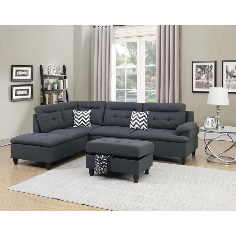 Canapé modulaire avec coussins gris anthracite Living, Tissu gris anthracite