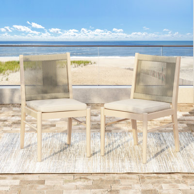 Wood Chairs With Water Repellent Feature, Of 2 For Home Dining Cushions, Relaxing Outdoor Seating