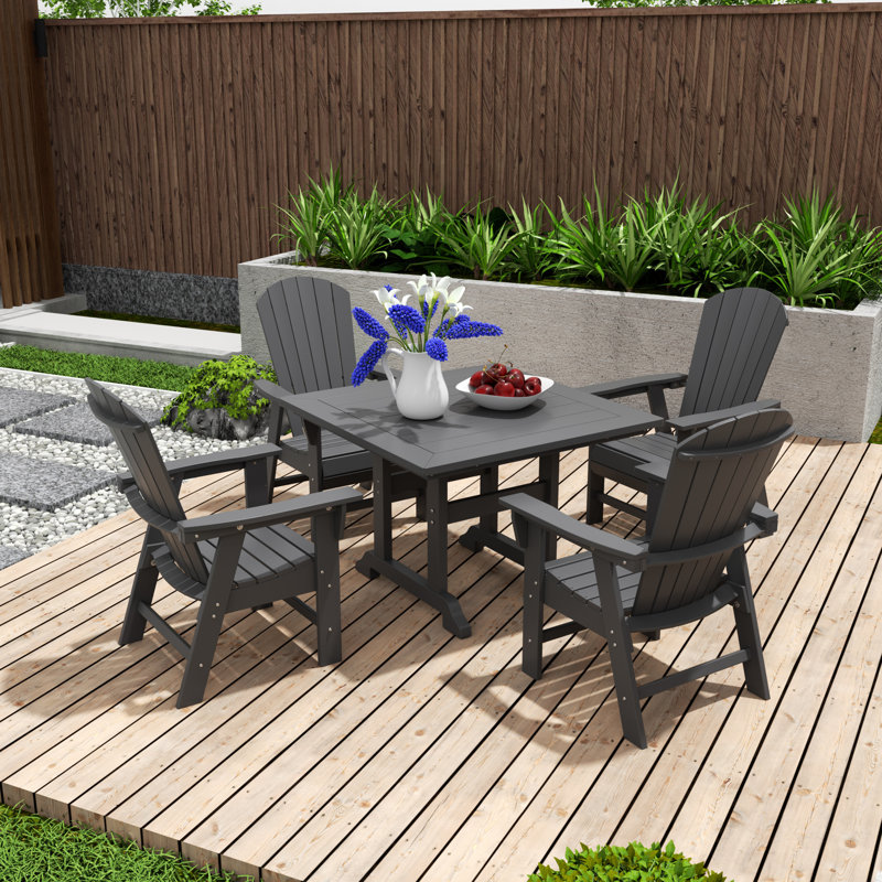Geoff 4 - Person Patio Dining Set with Square Table, Gray