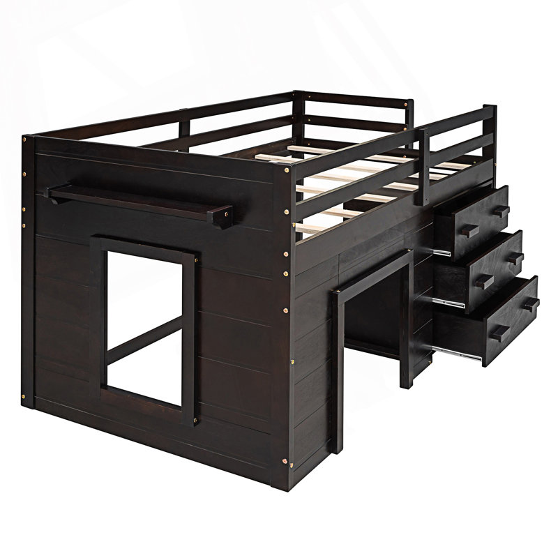Lit mezzanine avec armoire et tablette ANCIEN SKU: LPAAP, Tanné