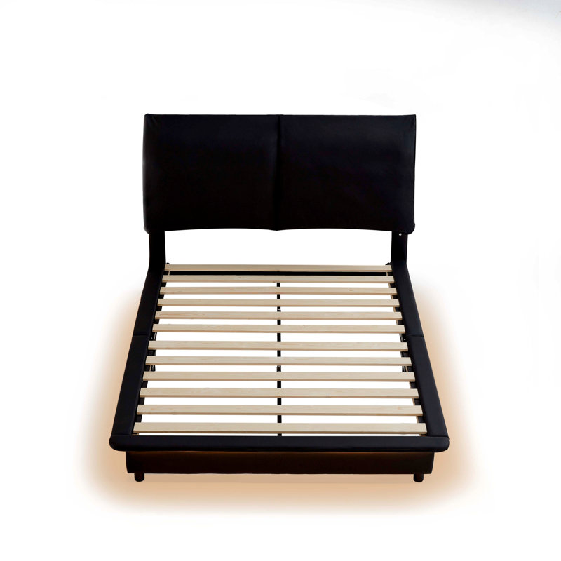 Luxueux cadre de lit rembourré avec DEL activée par le mouvement pour des nuits de rêve, Grand lit