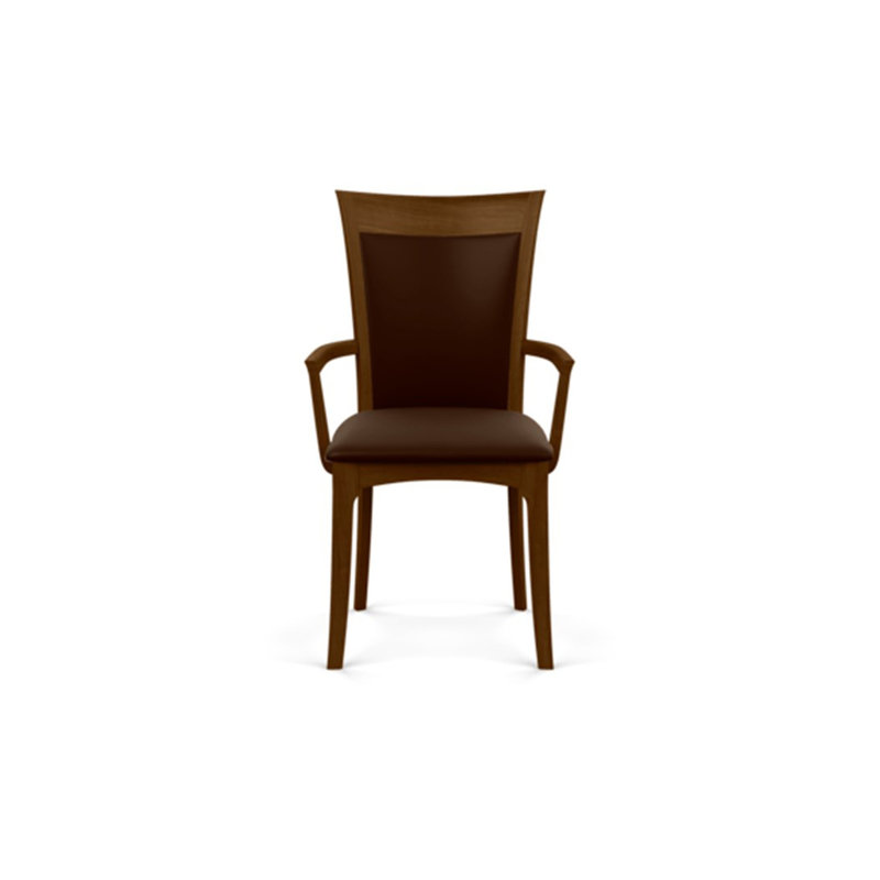 Fauteuil rembourré en bois massif Morgan, Café, Noyer naturel