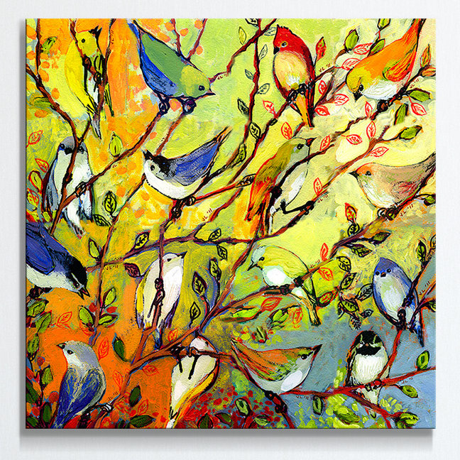 16 oiseaux par Jennifer Lommers, reproduction d'art sur toile tendue, H 36 po x l 36 po x P 1,5 po