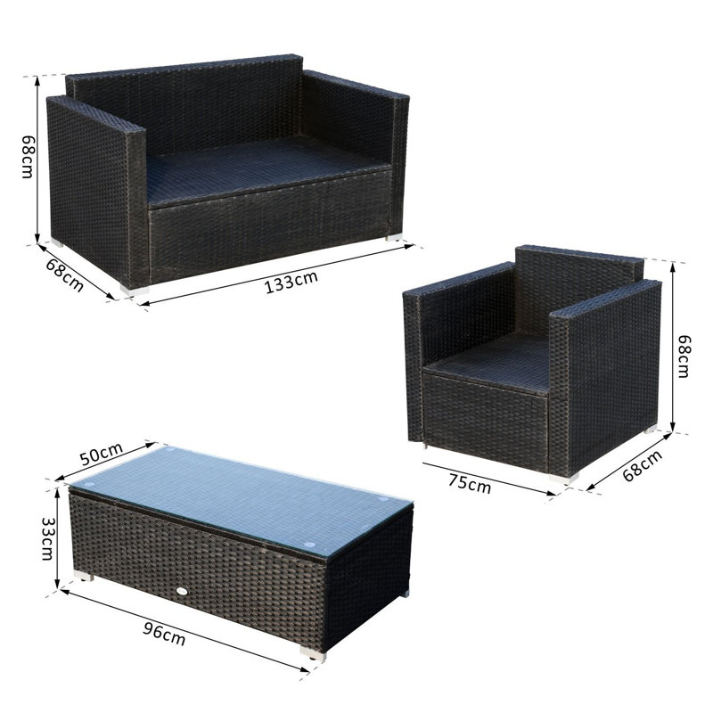 Holleran Rattan 4 - Person Seating Group