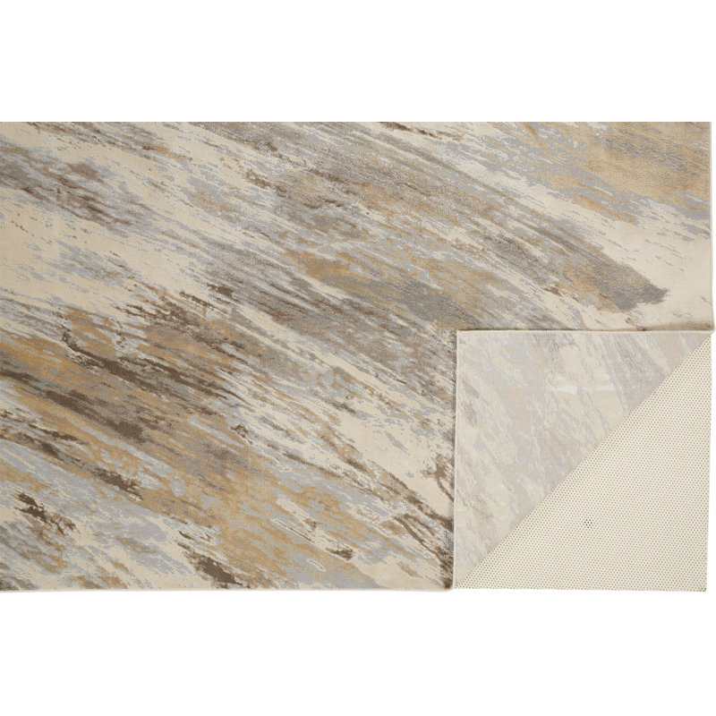 Tapis ivoire à motif abstrait Carbry, Tapis de couloir 2 pi 6 po x 8 pi