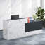 Bureau de réception en marbre avec plateau pour clavier d'ordinateur, tiroir verrouillable, trou de gestion des câbles et rangement pour bureau, restaurant, hôtel, commerce de détail.-1388774973-1389605323