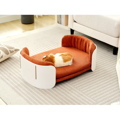 Scandinavian Style Cat Couch Bed, Pet Sofa For Indoor Cats PP Indoor Pet Furniture Elevated Cat Beds With Removable Mattress Cover