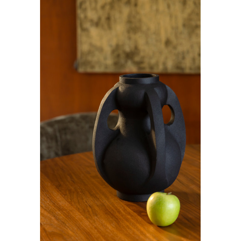 Vase Thiago, Noir, H 15 po x l 11 po x P 9 po