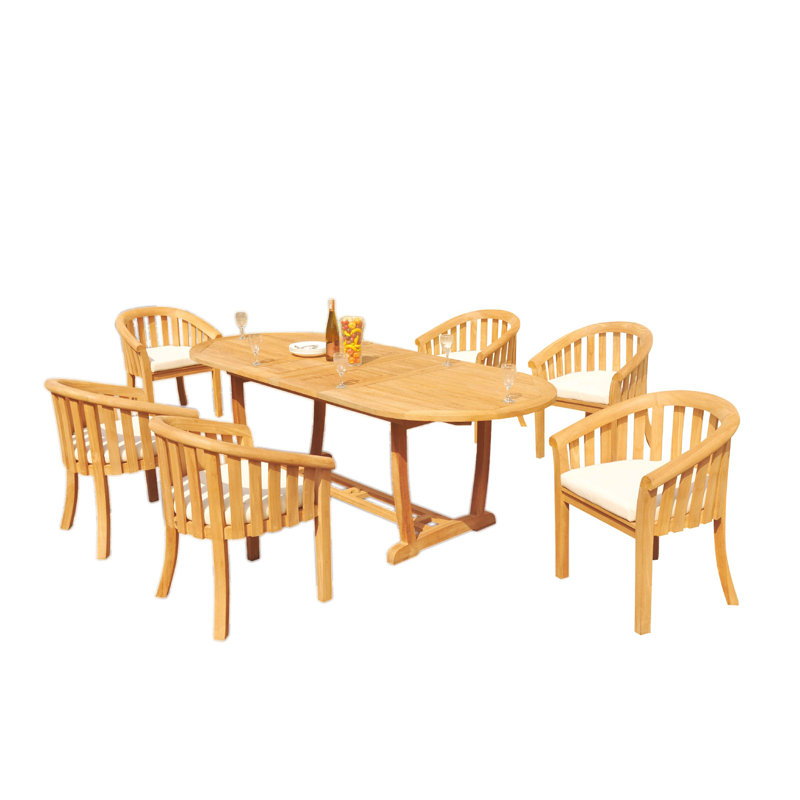 Cimberly 6 - Person Teak Wood Patio Dining Set with Oval Table, 6