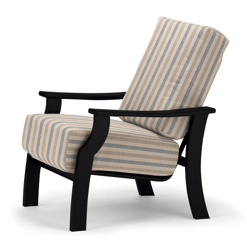St. Catherine Outdoor Lounge Chair, Canvas Air Blue Sunbrella® Canvas, Textured Black