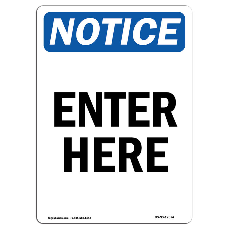 Enter Here Aluminum Sign 12 x 18