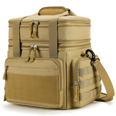 24L Large Tactical Insulated Lunch Bag for Men, Dual Compartment Leakproof Cooler Tote for Work & Camping