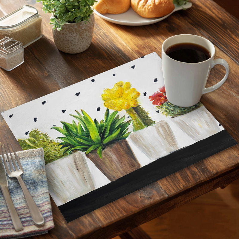 Small Cactus and Succulents Botanical Polyester Placemat