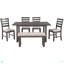 Ensemble de salle à manger en bois massif 6 pièces avec table rectangulaire et 4 chaises avec banc