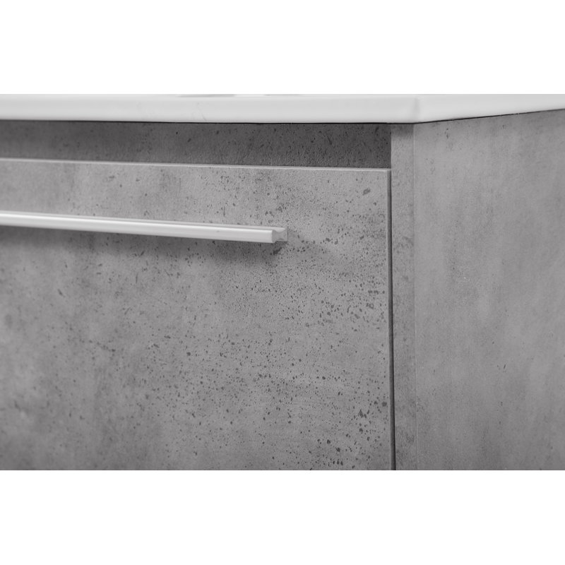Kasper 40'' Single Bathroom Vanity with Porcelain Top, Concrete Gray