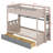 Bunk Bed With Storage Drawers, Playhouse Bed Frame With Shelf And LED Light, Geometric Window Style Railing, Ladder-1960040107-1960040106