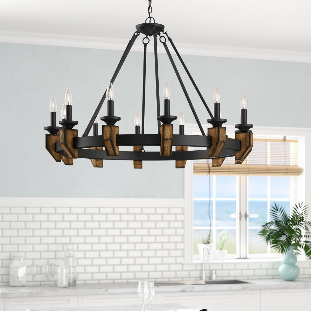 Geraghty 12 - Light Wagon Wheel Chandelier Breakwater Bay