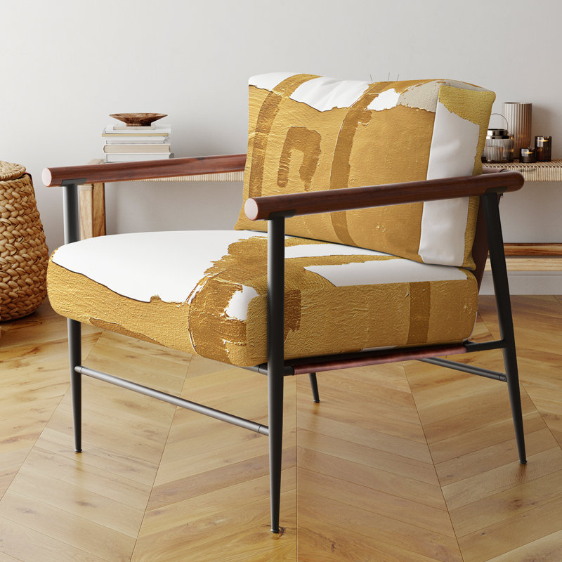 Tomalin Crossing Paths I - Fauteuil d'appoint rembourré moderne, Noir, noir, noir, noir