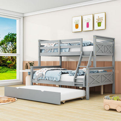 Grena Twin Over Full Solid Wood Standard Bunk Bed with Trundle by Harper Orchard