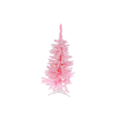 3 sapins de Noël roses en PVC 120 pointes normales avec support en plastique