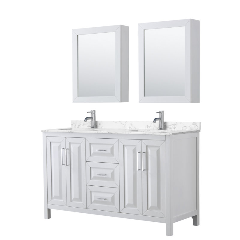 Daria 60'' W Double Vanity, White, Polished Chrome