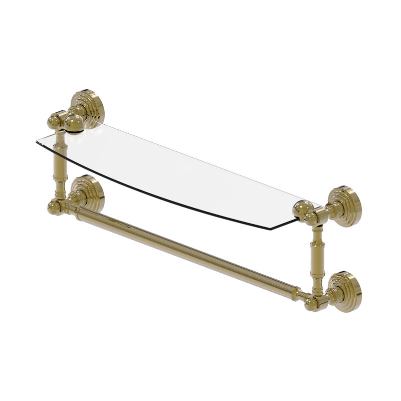 Beresford Bracket Shelf with Towel Bar, 5" H x 22.2" W x 6.1" D, Unlacquered Brass