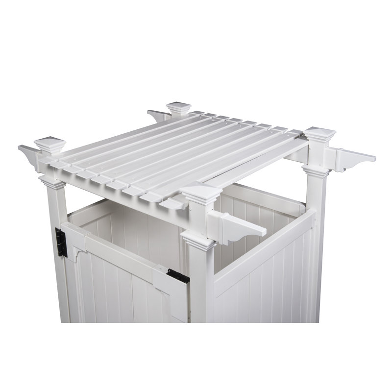 7.4ft H x 5.1ft W x 3.9ft L (1 Enclosure) Zippity Hampton Outside Shower Enclosure Kit with Door, White Vinyl Outdoor Shower Kit for Pool Shower, Outdoor Changing Room, Beach Shower, ZP19009